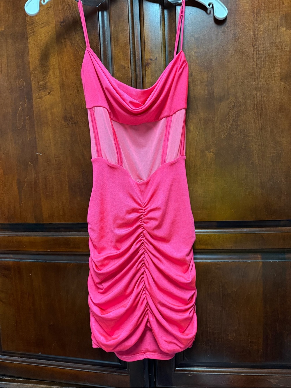 Lucy in the Sky Hot Pink Ruched Cowl Slip Dress